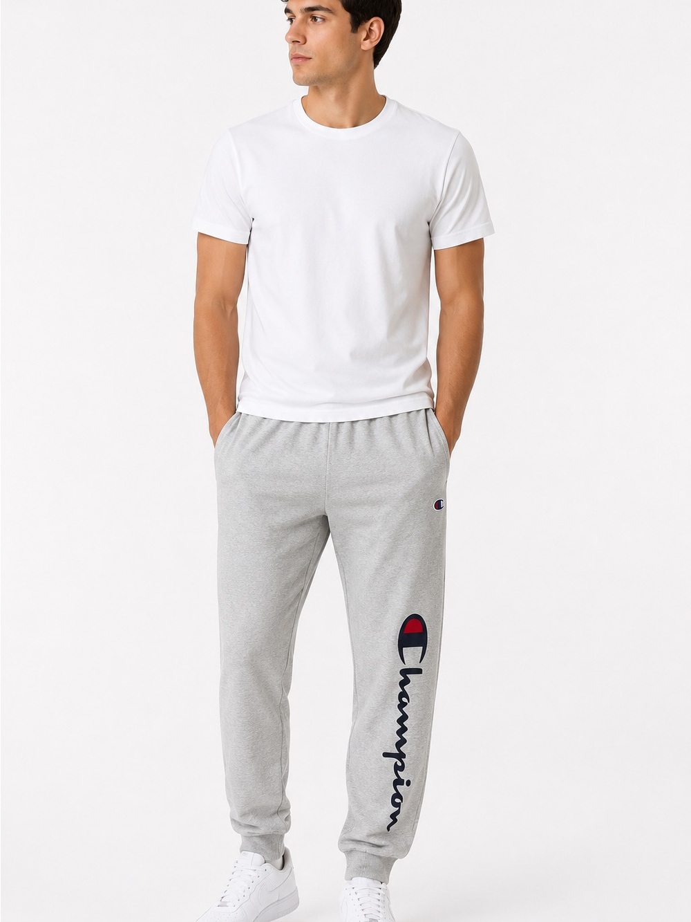 Champion Gray Sweatpants with Logo Script